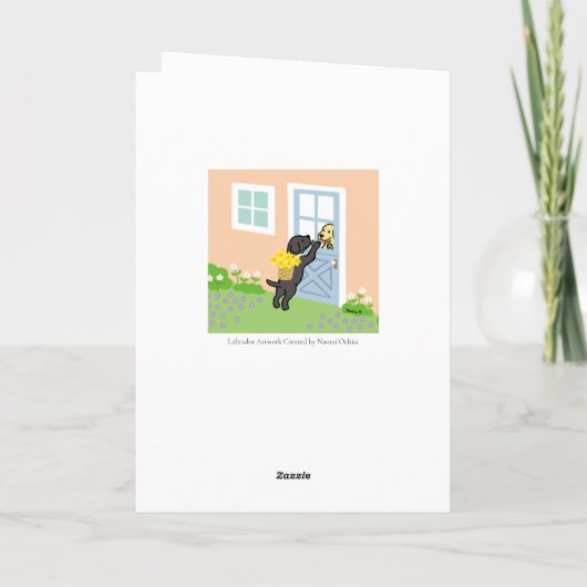 Black Labrador Daffodils Spring Danke Karte (Rückseite)