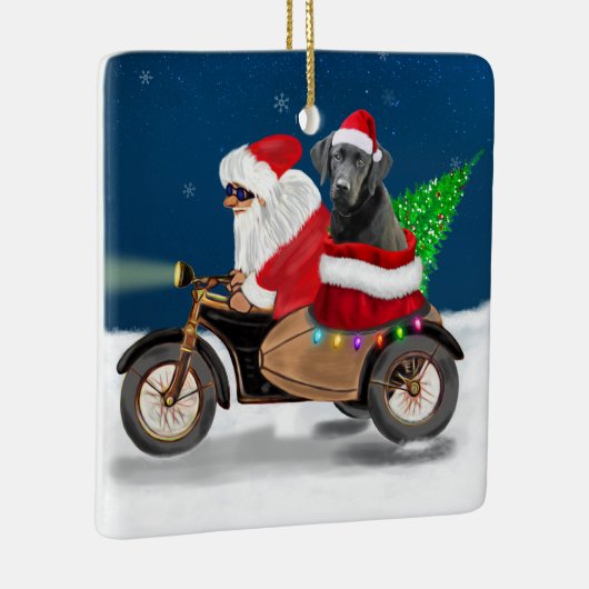 Black Labrador Dog Weihnachtsmann Keramikornament (Rechts)