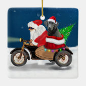 Black Labrador Dog Weihnachtsmann Keramikornament (Rückseite)