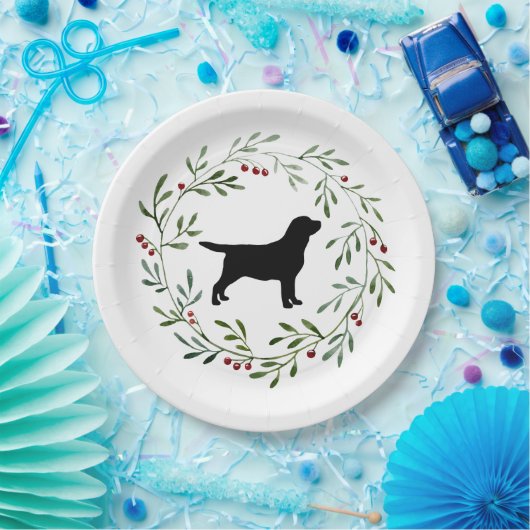 Black Labrador Elegant Dog Retriever Weihnachten Pappteller (Party)