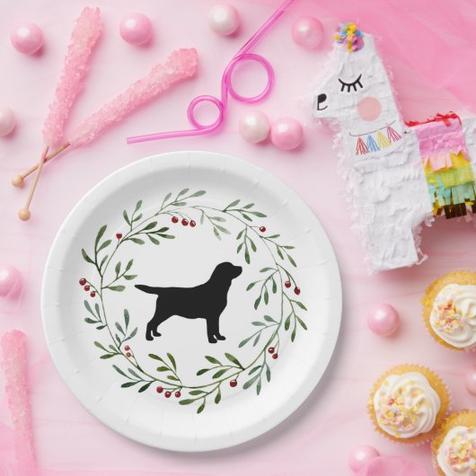Black Labrador Elegant Dog Retriever Weihnachten Pappteller (Party)
