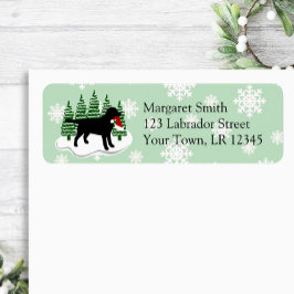 Black Labrador Evergreen Snowflakes Rücksendeadres