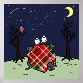Black Labrador Family und Starry Sky Poster