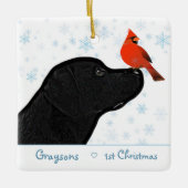 Black Labrador First Christmas Puppy Cute Dog Keramikornament (Vorderseite)
