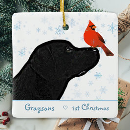 Black Labrador First Christmas Puppy Cute Dog Keramikornament
