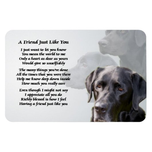 Black Labrador Friend Gedicht Magnet (Horizontal)