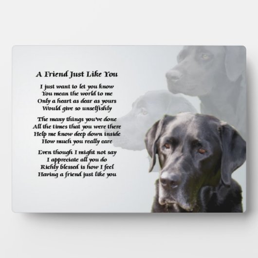 Black Labrador Friend Gedicht Plaque Fotoplatte (Vorderseite)