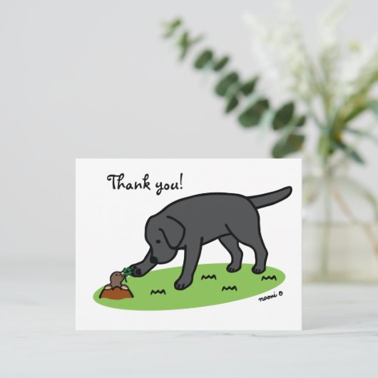 Black Labrador Friendly Vielen Dank Postcard Postkarte (Stehend Vorderseite)