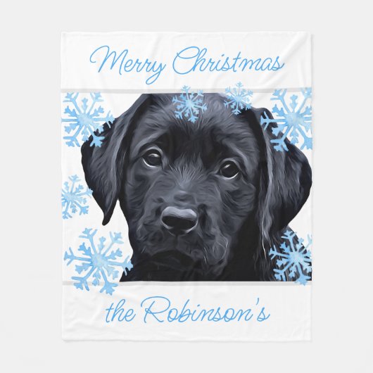 Black Labrador Frohe Weihnachten Fleecedecke (Vorderseite)