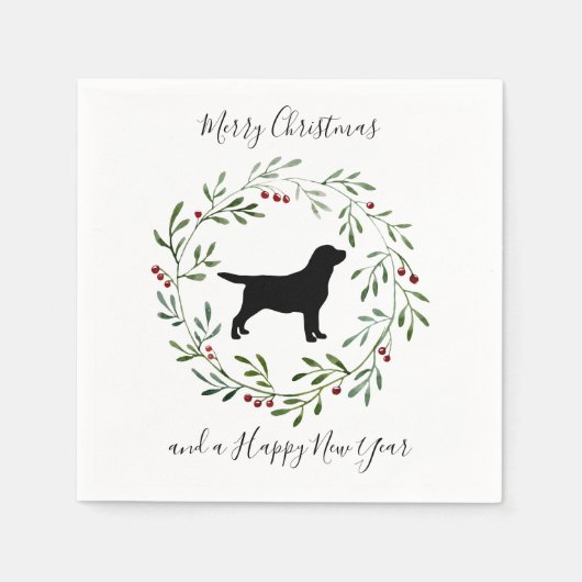 Black Labrador Frohe Weihnachten - Labrador Retrie Serviette (Vorderseite)