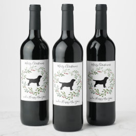 Black Labrador Frohe Weihnachts Labrador Retriever Weinetikett