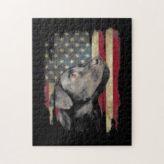 Black Labrador Gift USA Flag Labrador Eigentümer D Puzzle