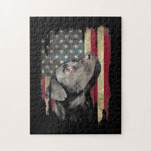 Black Labrador Gift USA Flag Labrador Eigentümer D Puzzle (Vertikal)