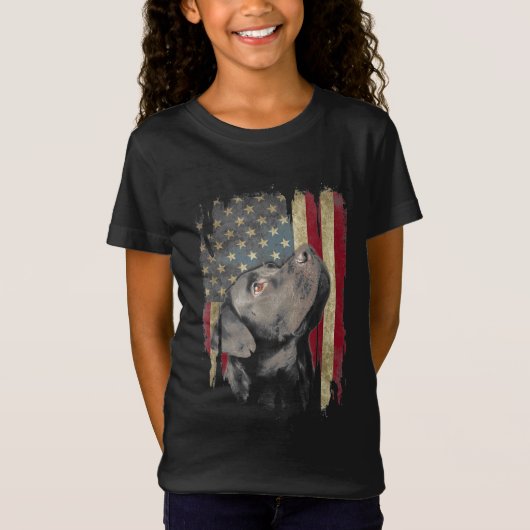 Black Labrador Gift USA Flag Labrador Eigentümer D T-Shirt (Vorderseite)