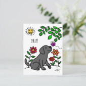 Black Labrador & Green Postkarte (Stehend Vorderseite)