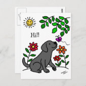 Black Labrador & Green Postkarte (Vorne/Hinten)