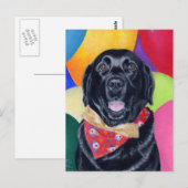 Black Labrador Happy Birthay Painting Postkarte (Vorne/Hinten)