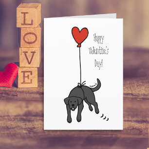 Black Labrador Heart Balloon Valentine Feiertagskarte