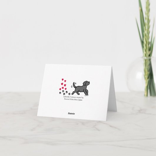 Black Labrador Hearts Danke Karte (Rückseite)