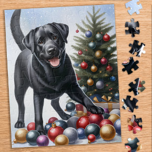Black Labrador Hund Holiday Tree Weihnachten Puzzle