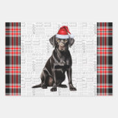 Black Labrador Hund Karierte Weihnachten Geschenkpapier Set (Vorderseite)