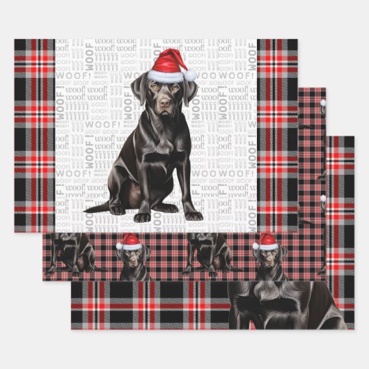 Black Labrador Hund Karierte Weihnachten Geschenkpapier Set (Set)