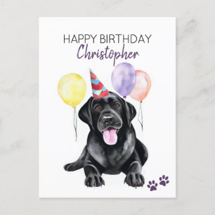 Black Labrador Hund Personalisiert Happy Birthday Postkarte