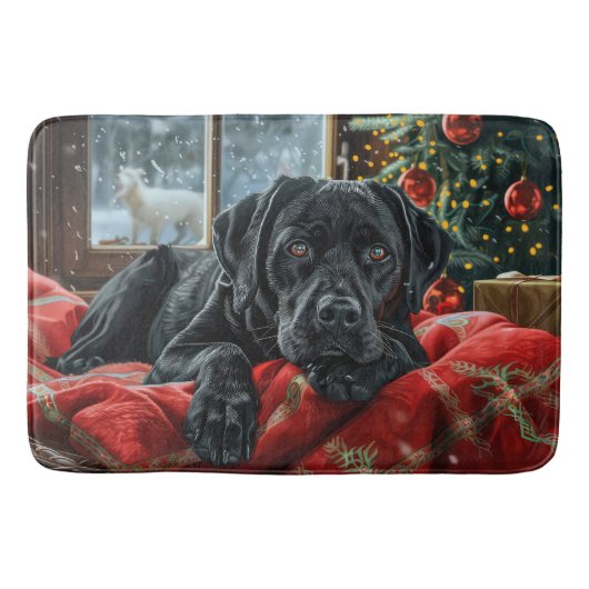 Black Labrador Hund Weihnachten Badematte (Vorderseite)