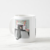 Black Labrador Hund Weihnachten Feuerplatz Szene Kaffeetasse (Vorderseite Links)