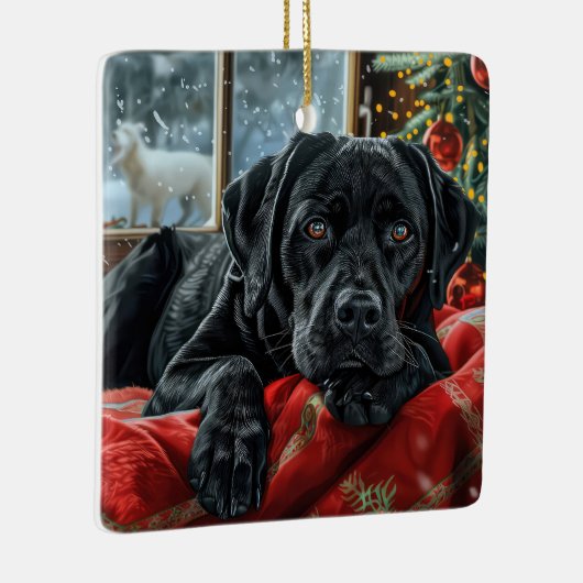 Black Labrador Hund Weihnachten Keramikornament (Rechts)