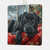 Black Labrador Hund Weihnachten Keramikornament (Links)