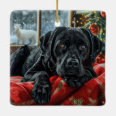 Black Labrador Hund Weihnachten Keramikornament (Rückseite)