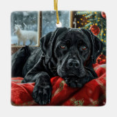 Black Labrador Hund Weihnachten Keramikornament (Vorderseite)