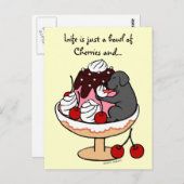 Black Labrador & Ice Cream Sundae Postkarte (Vorne/Hinten)