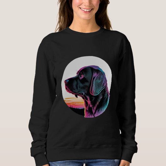 Black Labrador in a Dreamy 80s Retrowave Aesthetic Sweatshirt (Vorderseite)