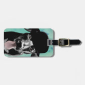 Black Labrador in Bowler Hat Gepäckanhänger (Vorderseite horizontal)