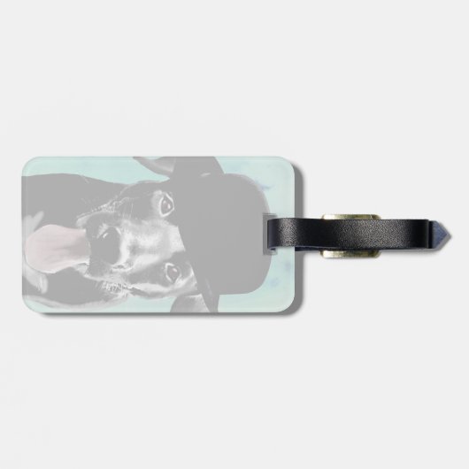 Black Labrador in Bowler Hat Gepäckanhänger (Rückseite horizontal)