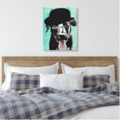 Black Labrador in Bowler Hat Leinwanddruck (Insitu (Schlafzimmer))
