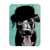 Black Labrador in Bowler Hat Magnet (Vertikal)