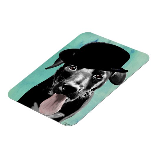 Black Labrador in Bowler Hat Magnet (Linke Seite)