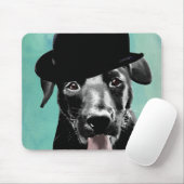 Black Labrador in Bowler Hat Mousepad (Mit Mouse)