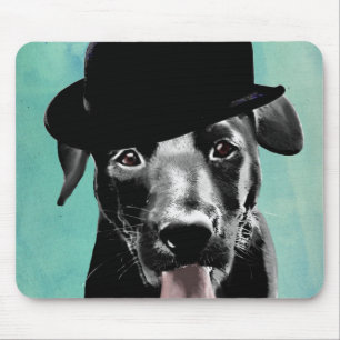Black Labrador in Bowler Hat Mousepad
