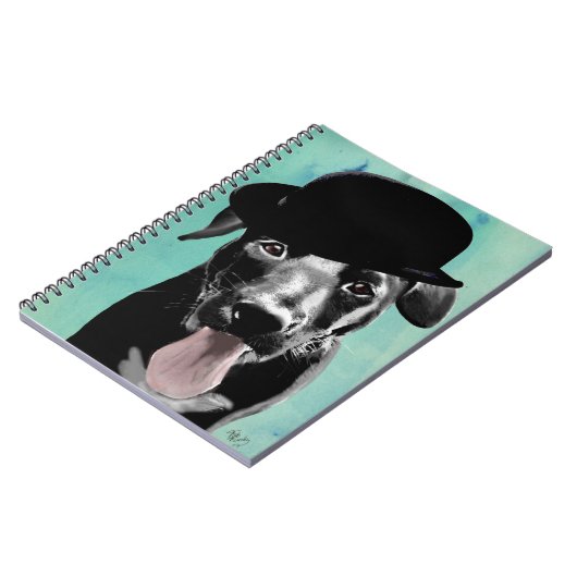 Black Labrador in Bowler Hat Notizblock (Linke Seite)
