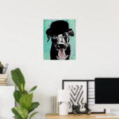 Black Labrador in Bowler Hat Poster (Heimbüro)