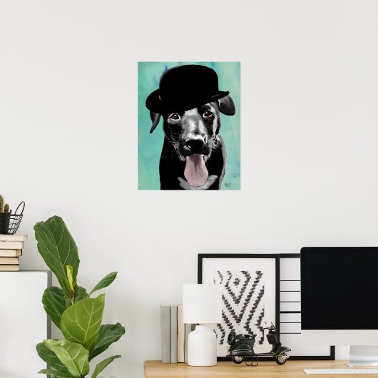 Black Labrador in Bowler Hat Poster (Heimbüro)