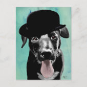 Black Labrador in Bowler Hat Postkarte (Vorderseite)