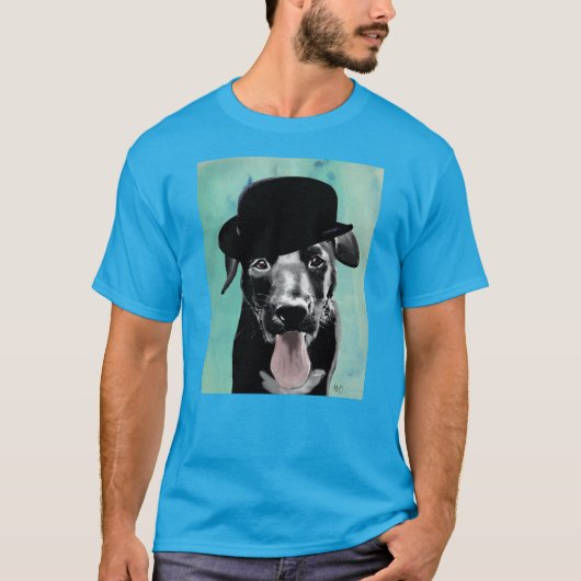 Black Labrador in Bowler Hat T-Shirt (Vorderseite)