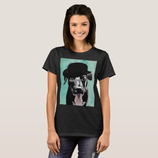 Black Labrador in Bowler Hat T-Shirt (Vorne ganz)