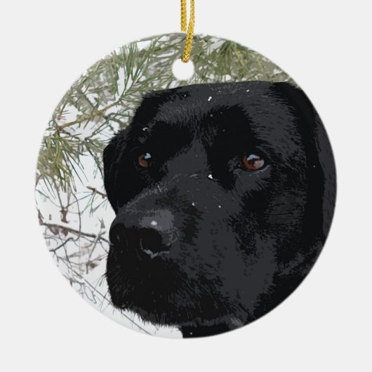 Black Labrador - Kiefernfadenfische Keramikornament (Vorne)
