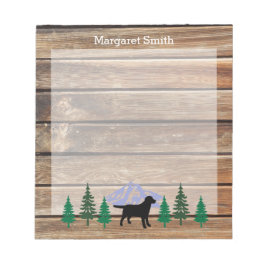 Black Labrador Kontur Evergreen Trees Notepad Notizblock